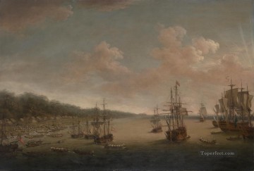 Landscapes Painting - Dominic Serres the Elder The Capture of Havana 1762 the Landing Naval Battles